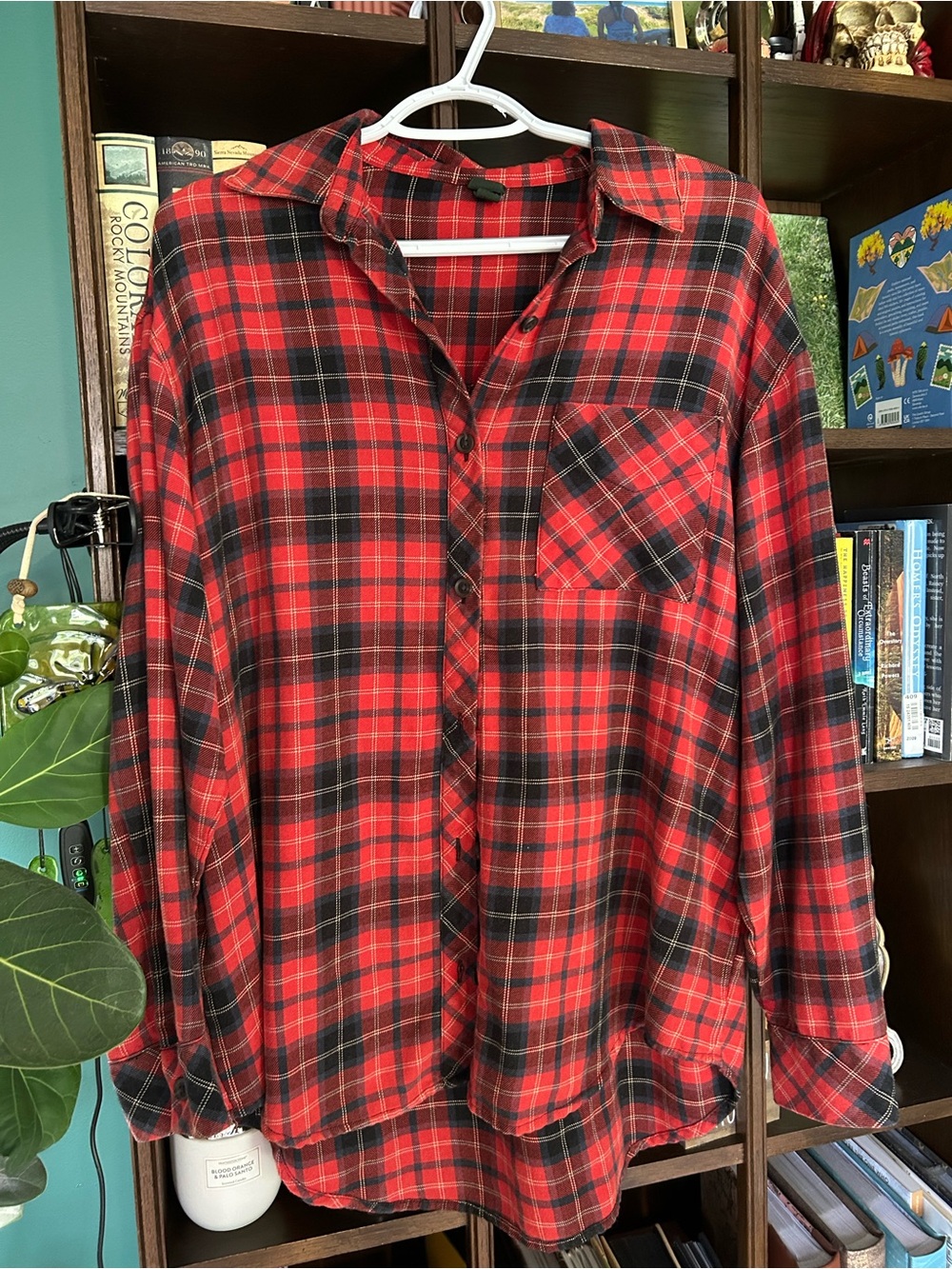 Women’s Wild Fable Plaid Button Down Red and Navy Blue